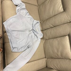 Women's Light blue/gray quarter zip cropped sweatshirt